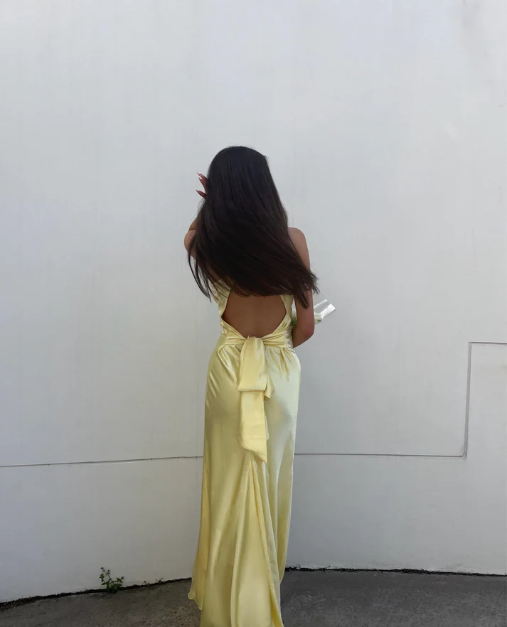 Simple A-Line V Neckline Grape Satin Long Prom Dresses Formal Evening Dress