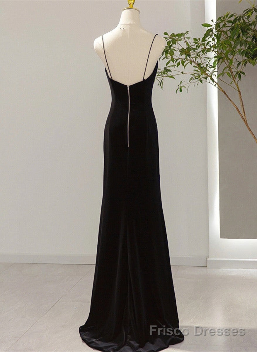 Simple Black Low Back Long Prom Dress, Black Floor Length Party Dress Secondary image