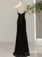 Simple Black Low Back Long Prom Dress, Black Floor Length Party Dress