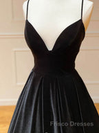 Simple Black velvet long Formal Prom Dresses, black evening Dresses