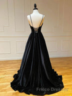 Simple Black velvet long Formal Prom Dresses, black evening Dresses