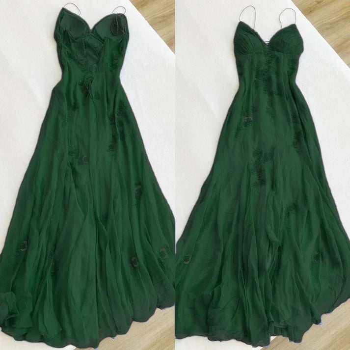 Simple Blue Spaghetti Straps Long Backless Prom Dress