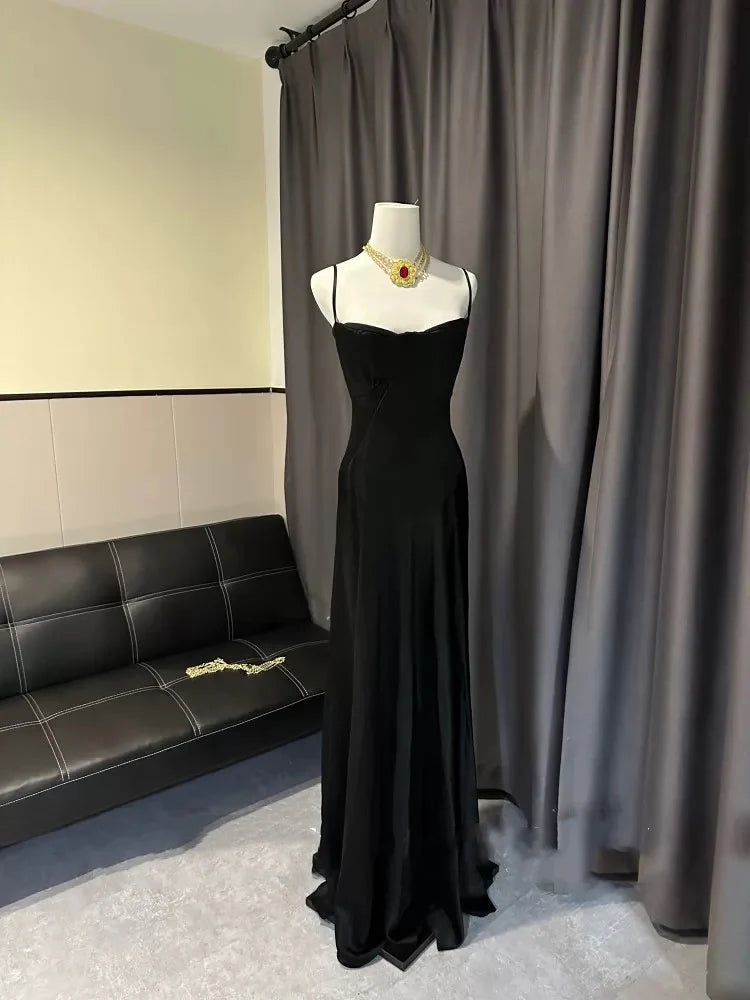 Simple Brown Spaghetti Straps A Line Prom Dress Party Dress