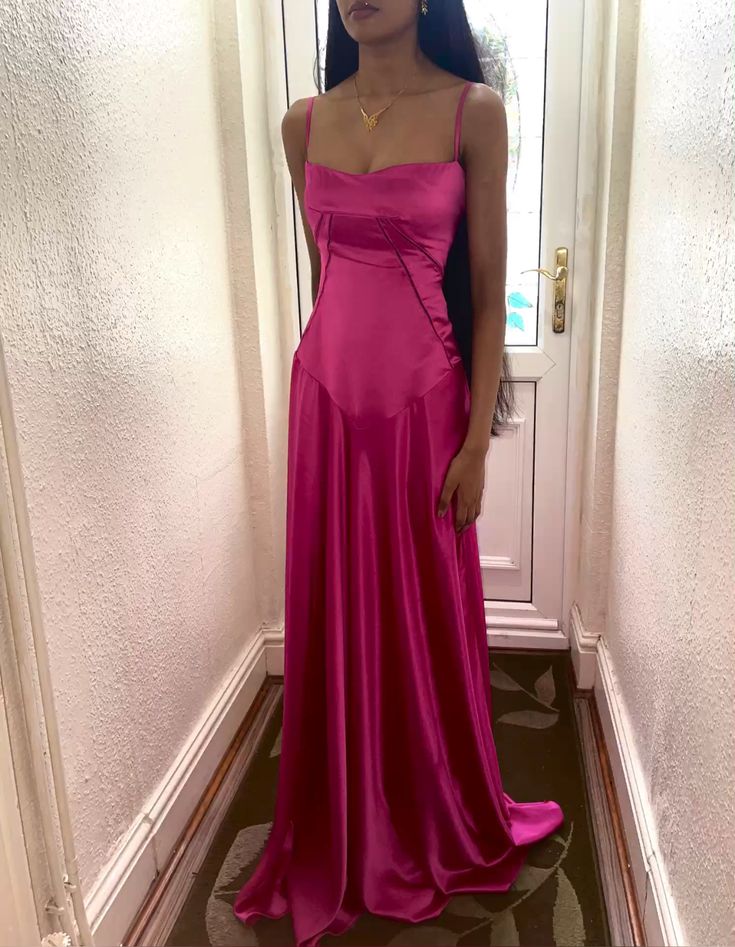 Simple Brown Spaghetti Straps A Line Prom Dress Party Dress