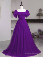 Simple Burgundy A line Long Prom Dresses, Burgundy Bridesmaid Dresses
