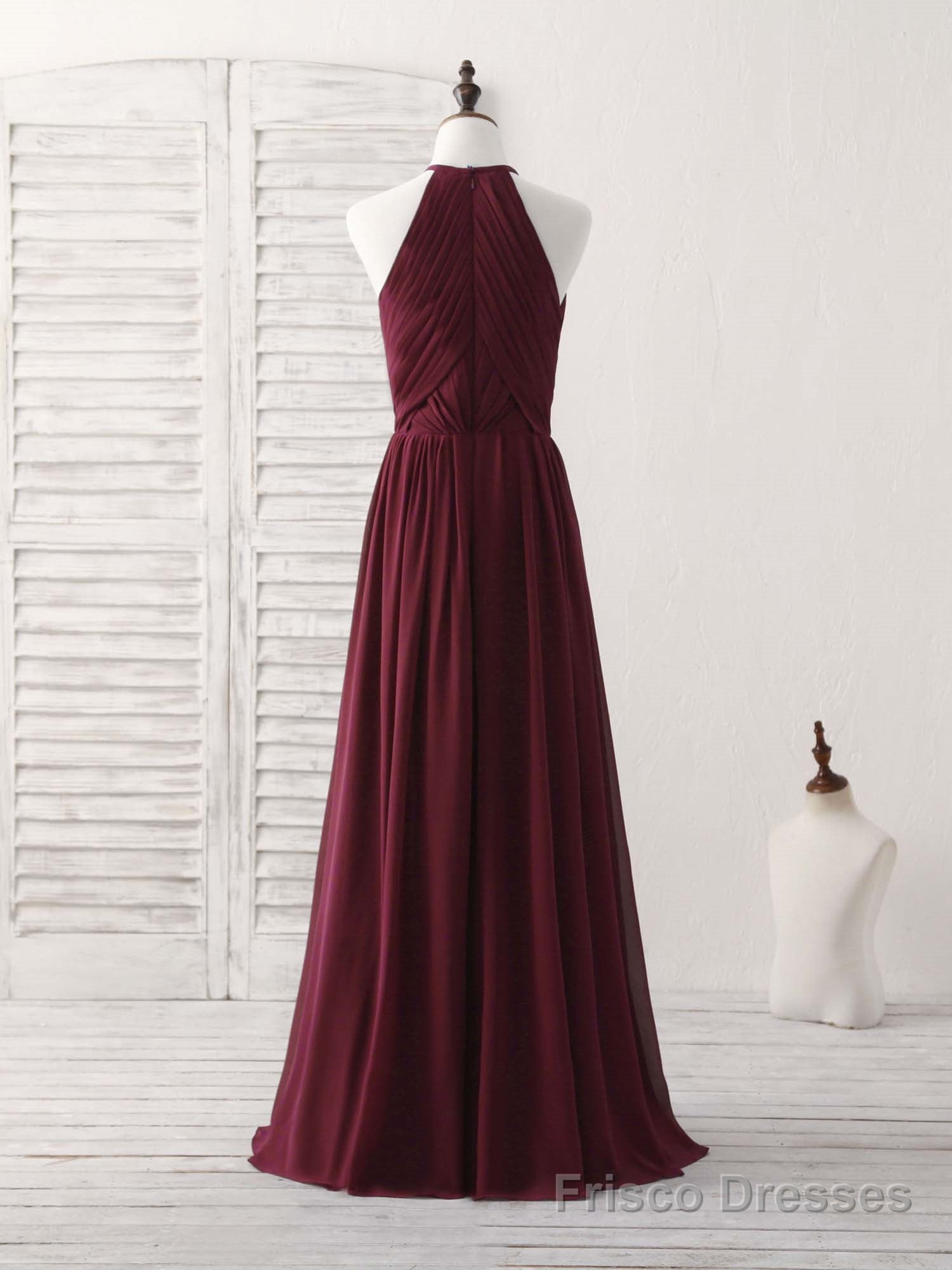 Simple Burgundy Chiffon Long Prom Dress, Burgundy Evening Dress
