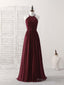 Simple Burgundy Chiffon Long Prom Dress, Burgundy Evening Dress