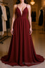 Simple burgundy chiffon long Formal Prom Dresses burgundy formal Dresses