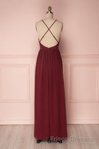 Simple burgundy chiffon long Formal Prom Dresses burgundy formal Dresses