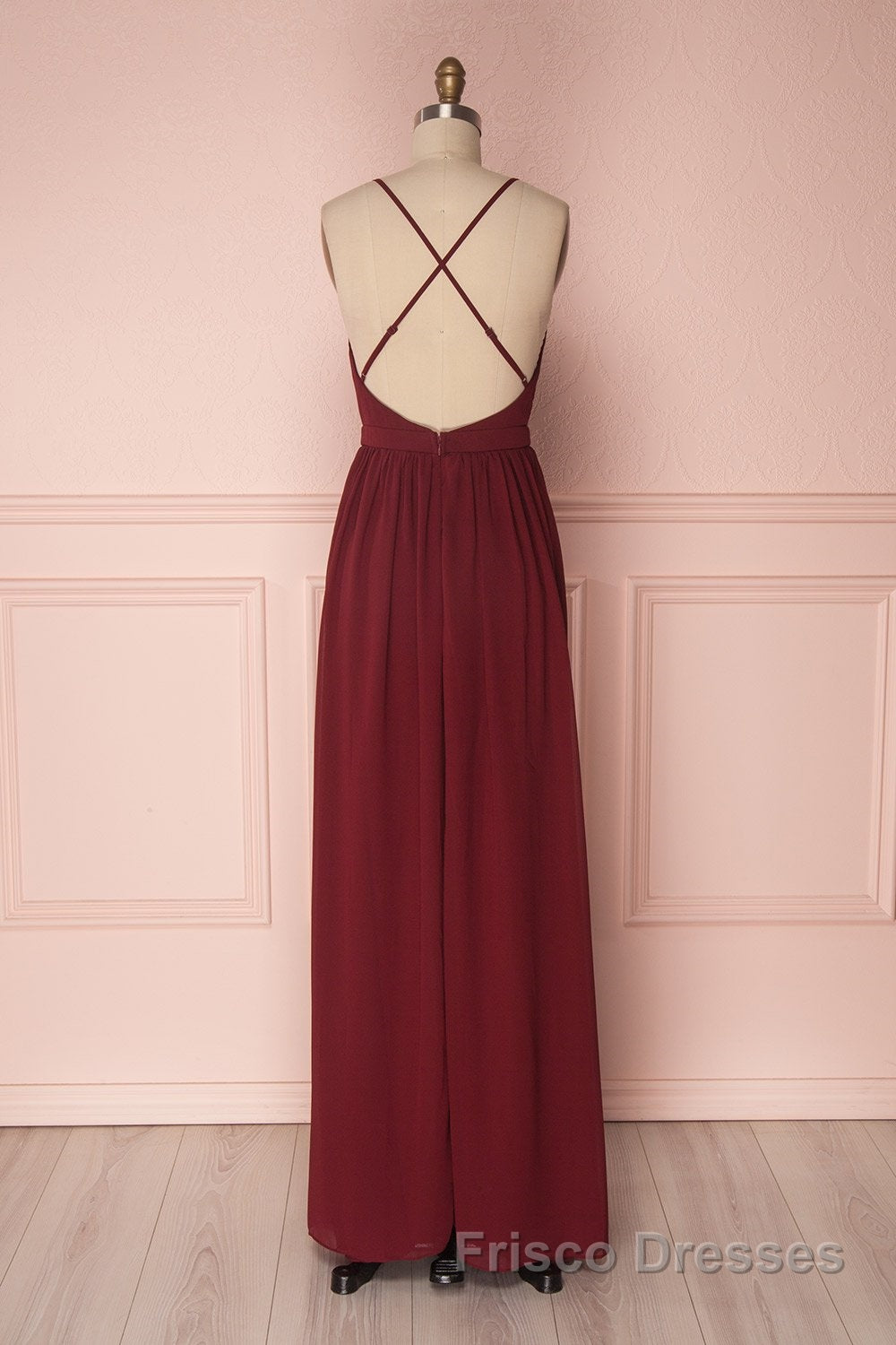 Simple burgundy chiffon long Formal Prom Dresses burgundy formal Dresses