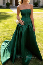 Simple Burgundy Strapless A-line Long Prom Dress