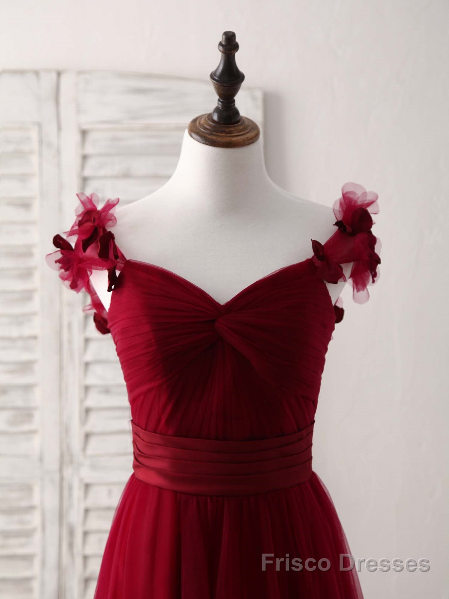 Simple Burgundy Tulle Long Prom Dress Burgundy Bridesmaid Dress