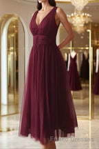 Simple burgundy tulle Formal Prom Dresses tulle burgundy formal Dresses