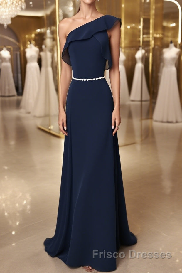 Simple chiffon dark blue long Formal Prom Dresses, bridesmaid Dresses Main image