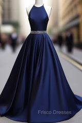 Simple Dark Blue Long Formal Prom Dress, Evening Dress