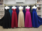 Simple Design Sweetheart Long Satin Formal Prom Dress