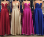 Simple Design Sweetheart Long Satin Formal Prom Dress