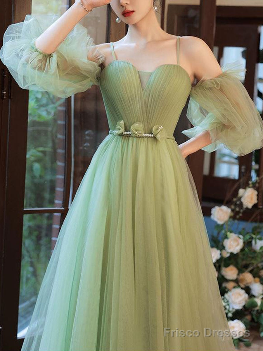 Simple Green Tulle Bridesmaid Dress, Green Tulle Formal Dress Main image