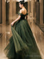 Simple Green Tulle Long Prom Dress, Green Tulle Evening Dress