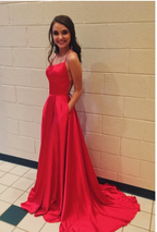 Simple Long Prom Dress With Slit Blue Formal Dress Evening Dress