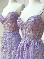 Simple Long Purple Lace Formal Prom Dress Formal Dress