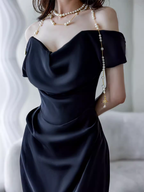 Simple Mermaid Off The Shoulder Black Prom Dresses Evening Dress