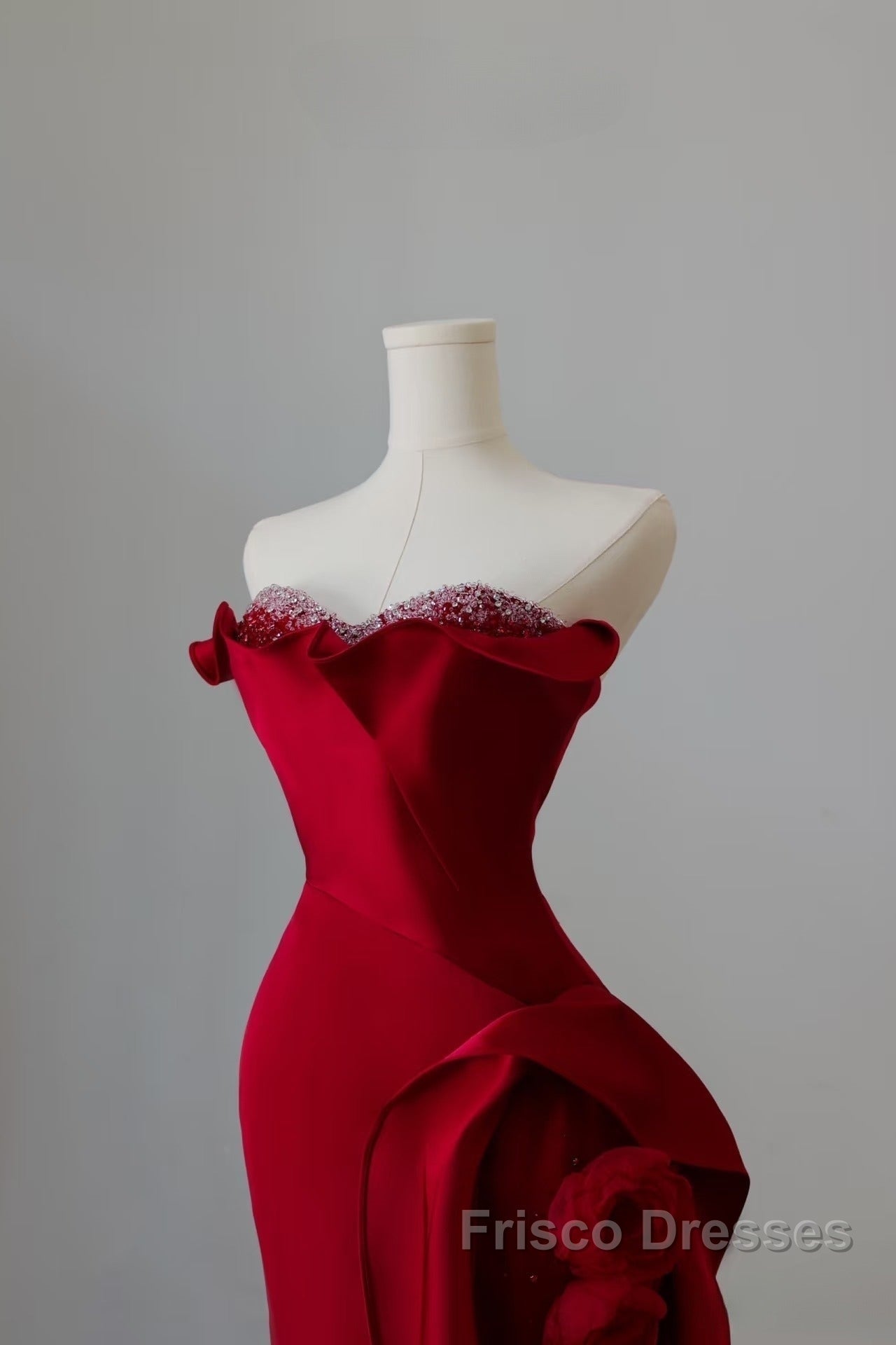 Simple Mermaid Off The Shoulder Neckline Burgundy Sequin Long Party Dress Formal Prom Dress