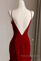 Simple Mermaid Red Chiffon Long Formal Prom Dress