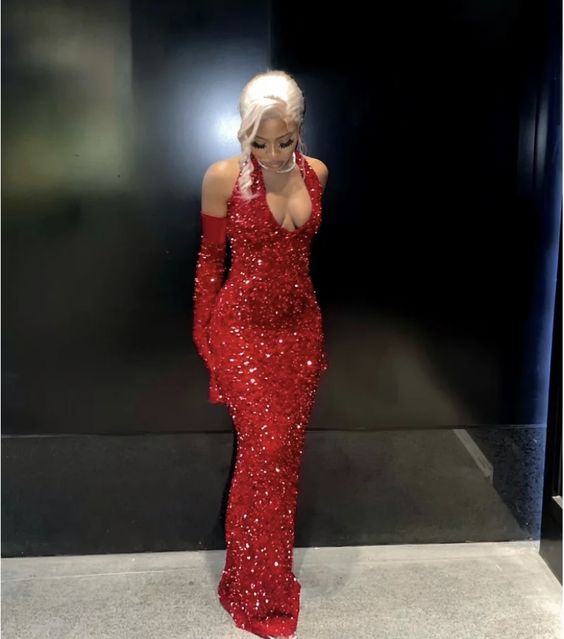 Simple Mermaid Red Sequin Prom Dresses 22Th Birthday Outfit Main image