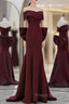 Simple Mermaid Satin Burgundy Long Formal Prom Dress, Burgundy Long Formal Dress