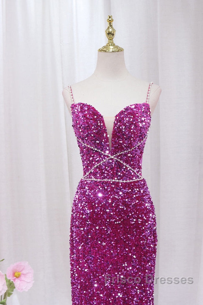 Simple Mermaid Sequin Long Formal Prom Dress, Sequin Long Evening Dress