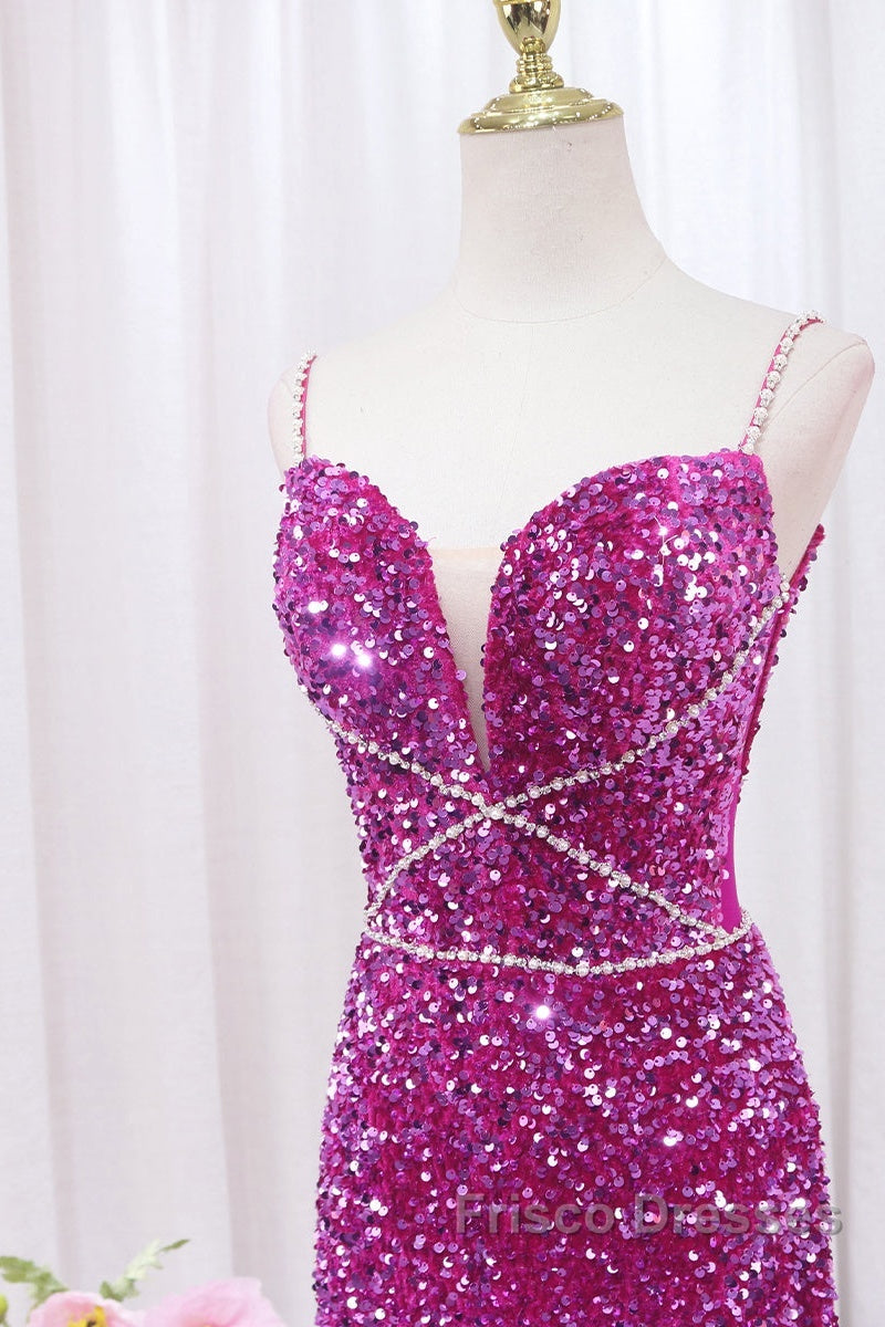 Simple Mermaid Sequin Long Formal Prom Dress, Sequin Long Evening Dress