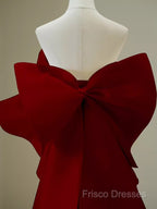 Simple Mermaid Strapless Long Red Formal Prom Dress Formal Dress