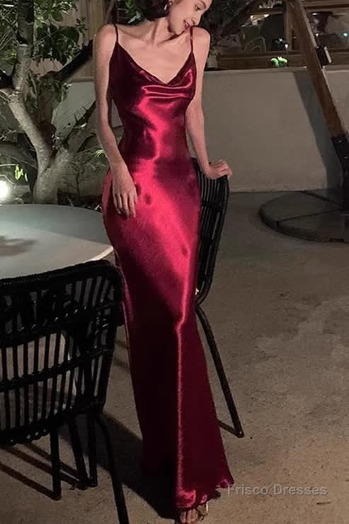 Simple Mermaid Straps Burgundy Prom Dress 21th Birthday Outfits