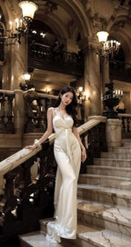 Simple Mermaid Straps Neckline Long Party Dress Satin Prom Dresses