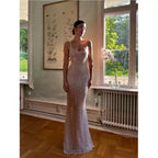 Simple Mermaid Straps Sequin Prom Dresses Maxi Dress 22Th Birthday Outfits