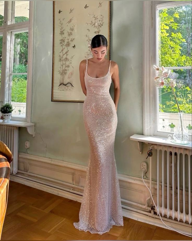 Simple Mermaid Straps Sequin Prom Dresses Maxi Dress 22Th Birthday Outfits Main image