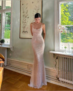 Simple Mermaid Straps Sequin Prom Dresses Maxi Dress 22Th Birthday Outfits