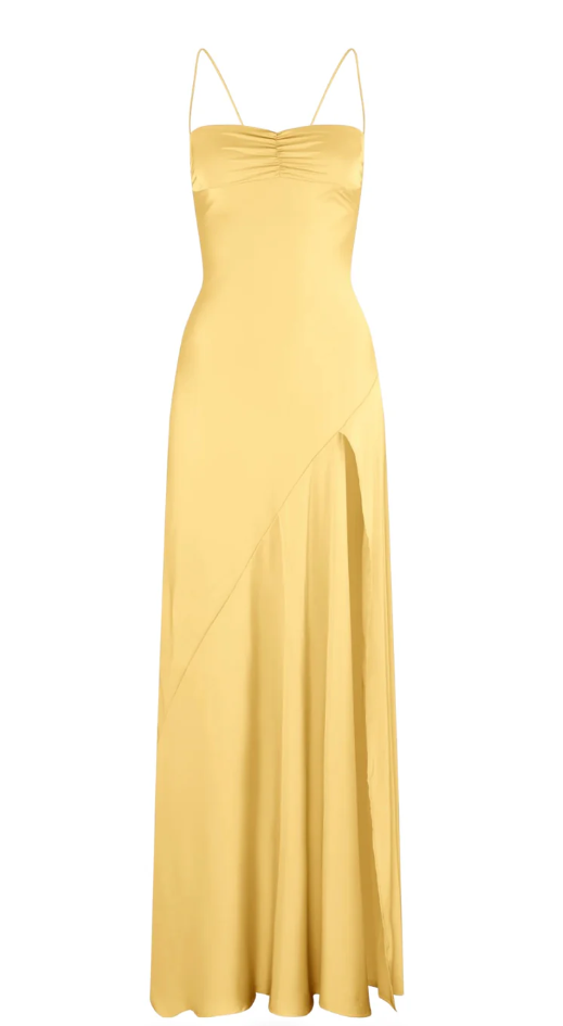 Simple Mermaid Straps Yellow Prom Dress 21Th Birthday Outfit