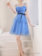 Simple Mini/Short Blue Prom Dress, Cute Blue Homecoming Dresses