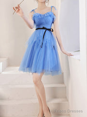 Simple Mini/Short Blue Prom Dress, Cute Blue Homecoming Dresses