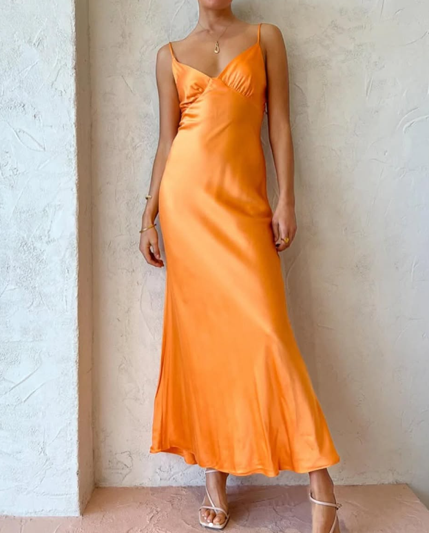 Simple Satin Long Prom Dress Party Dress