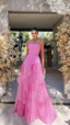 Simple Pink Prom Dress, Modest A-Line Evening Dresses