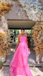 Simple Pink Prom Dress,Modest Evening Dresses