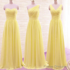 Simple Pleated Chiffon Bridesmaid Dresses Mixed Style
