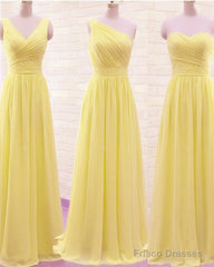 Simple Pleated Chiffon Bridesmaid Dresses Mixed Style