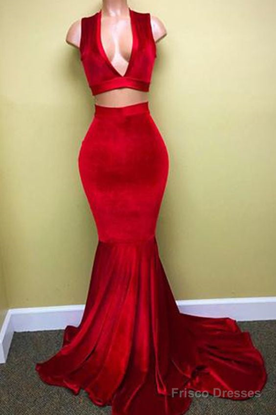 Simple Prom Dresses,Red Prom Dresses,Two Pieces Prom Dresses Main image