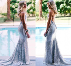 Simple Prom Dresses,Sequin Evening Dress Pretty Prom Dresses