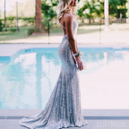 Simple Prom Dresses,Sequin Evening Dress Pretty Prom Dresses