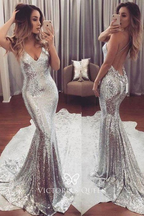 Simple Prom Dresses,Sequin Evening Dress Pretty Prom Dresses